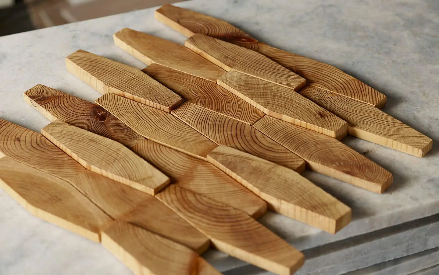 Updated-Front-Stereo-Long-Hex_Forest_Elements_Mosaic_Wood_Wall_Tiles