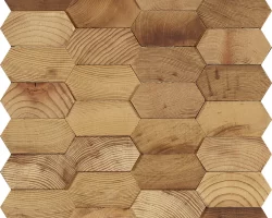 Forest Elements Mosaic Wood Wall Tiles: Stereo Honeycomb Close Up Image Forest Elements Mosaic Wood Wall Tiles: Stereo Honeycomb Close Up Image