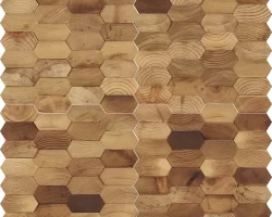 Forest Elements Mosaic Wood Wall Tiles: Stereo Honeycomb Close Up Image Forest Elements Mosaic Wood Wall Tiles: Stereo Honeycomb Close Up Image